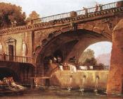 Washerwomen below a Bridge - 休伯特·罗伯特